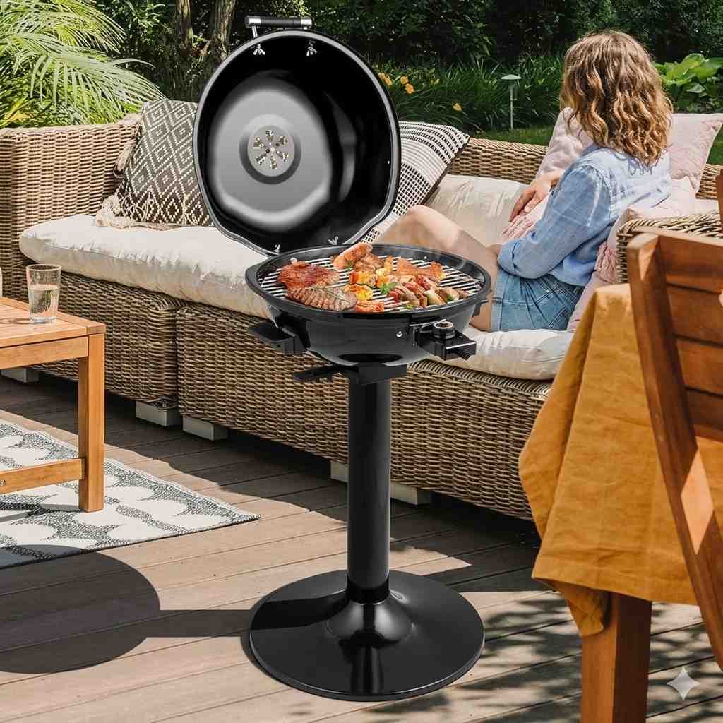 Costway 1600W Portable Electric Bbq Grill With Warming Rack
