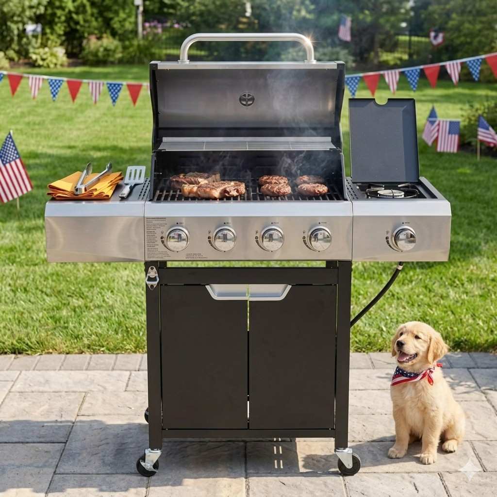 Costway 5-Burner Propane Gas Grill With Side Burner