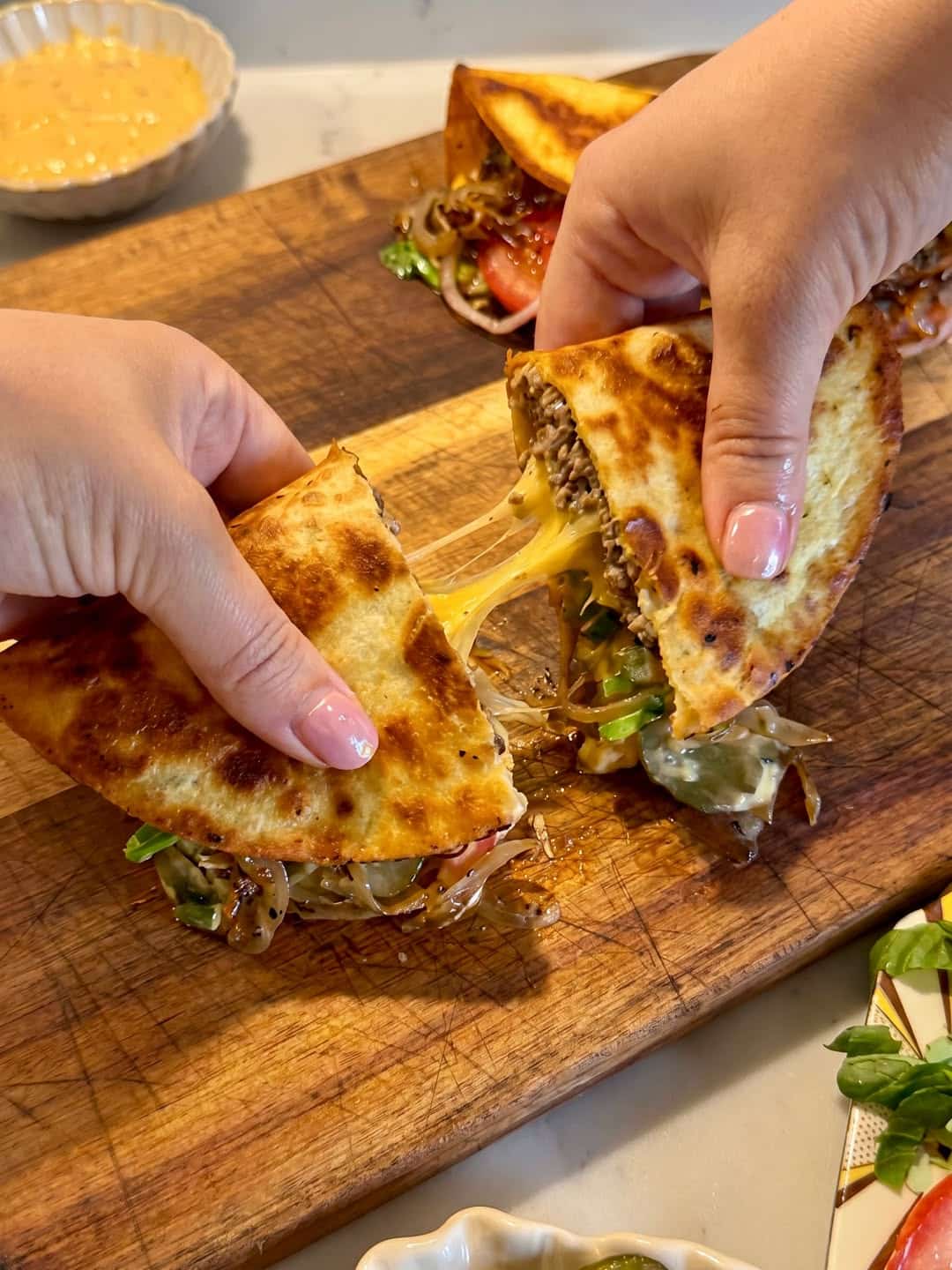 Crispy Smash Burger Quesadillas