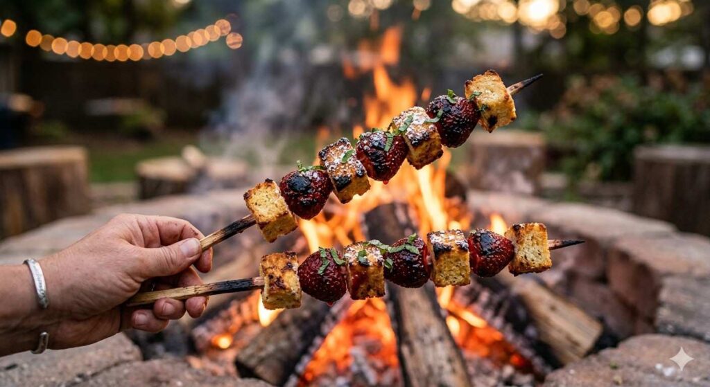 Fire-Roasted Strawberry Shortcake Skewers