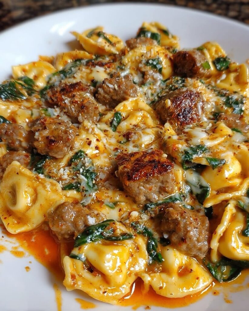 Garlic Butter Mushroom Tortellini Bake