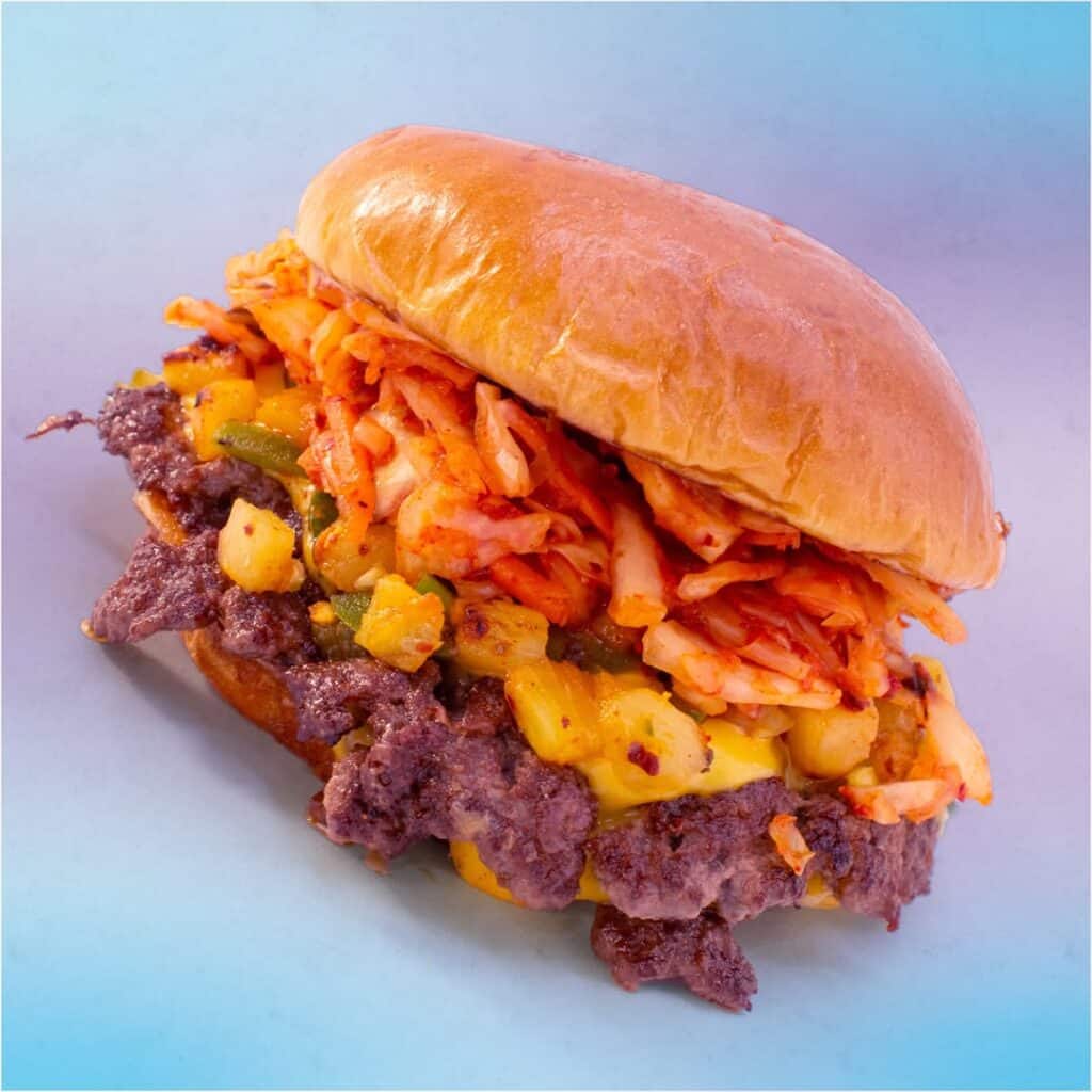 The Mashup You Need: Crispy Smash Burger Quesadillas 2 Kimchi Smash Burger Quesadilla