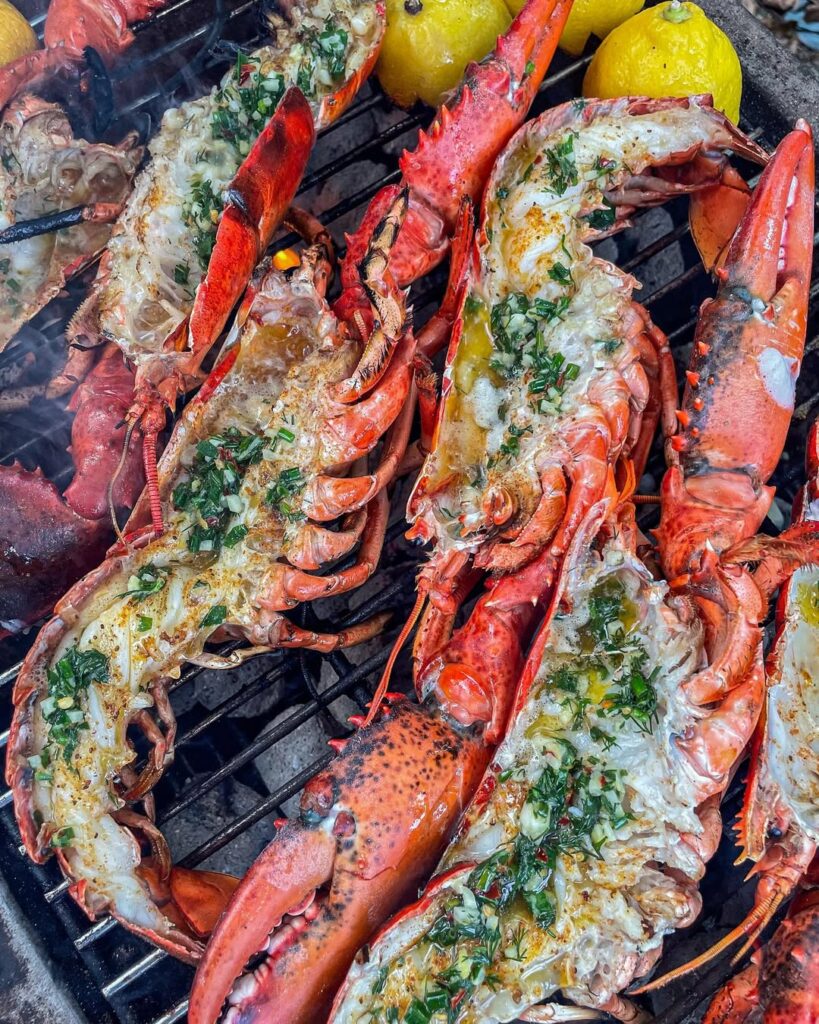 Lobsters On A Charcoal Grill