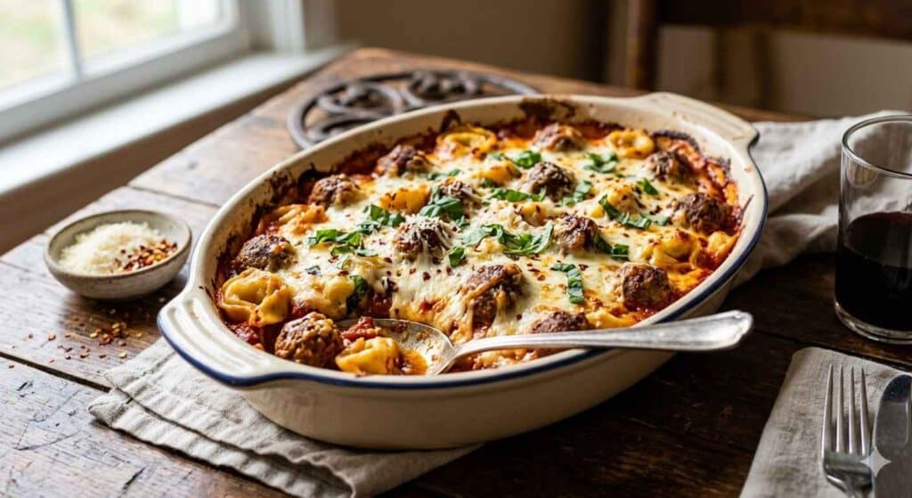 Meatball Parmesan Tortellini Bake