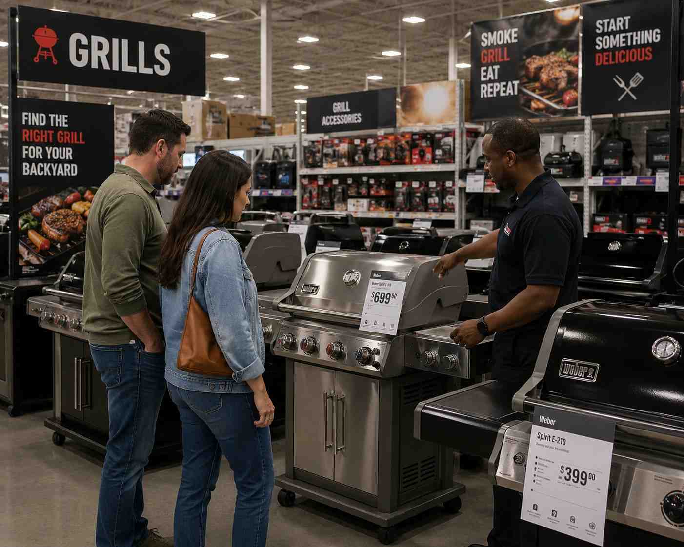 summer grill upgrade shoppers shopping for a suitable grill