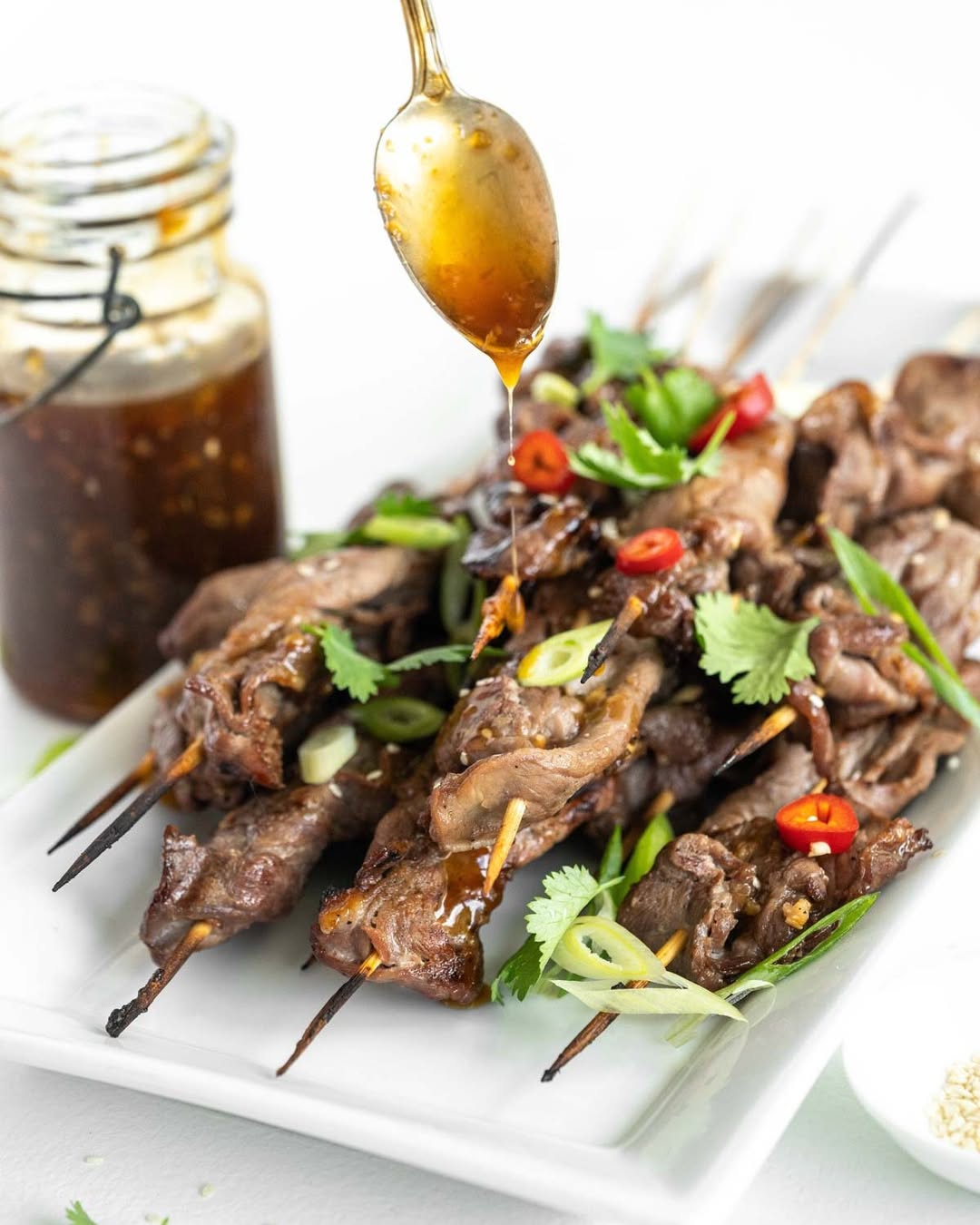 tender and juicy grilled beef skewers with teriyaki marinade