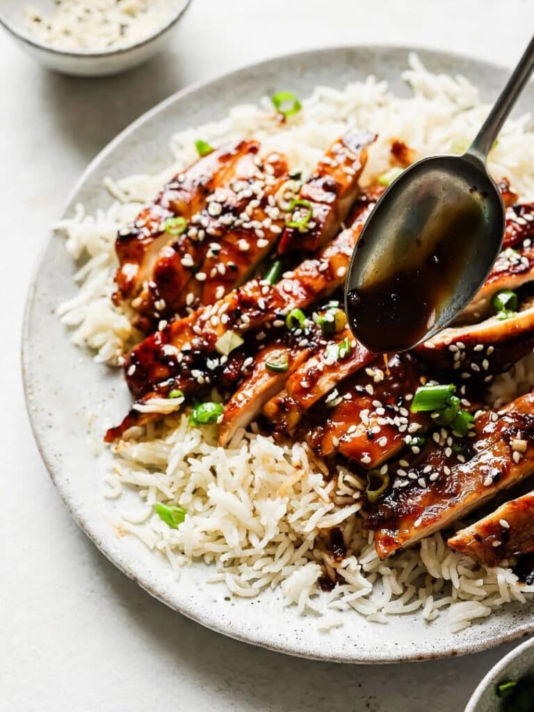 Teriyaki Marinade On Bbq Chicken With Rice