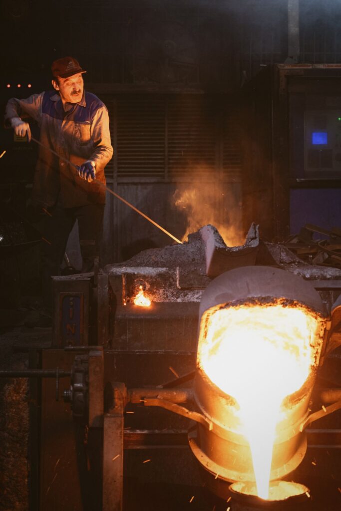 Cast Iron Being Made In A Steel Mill