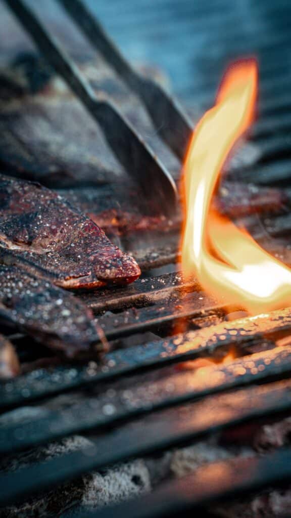 Flameout With Meat Being Grilled