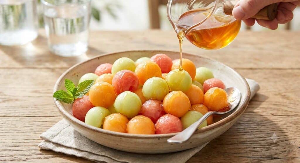 Honey-Drizzled Melon Ball Medley