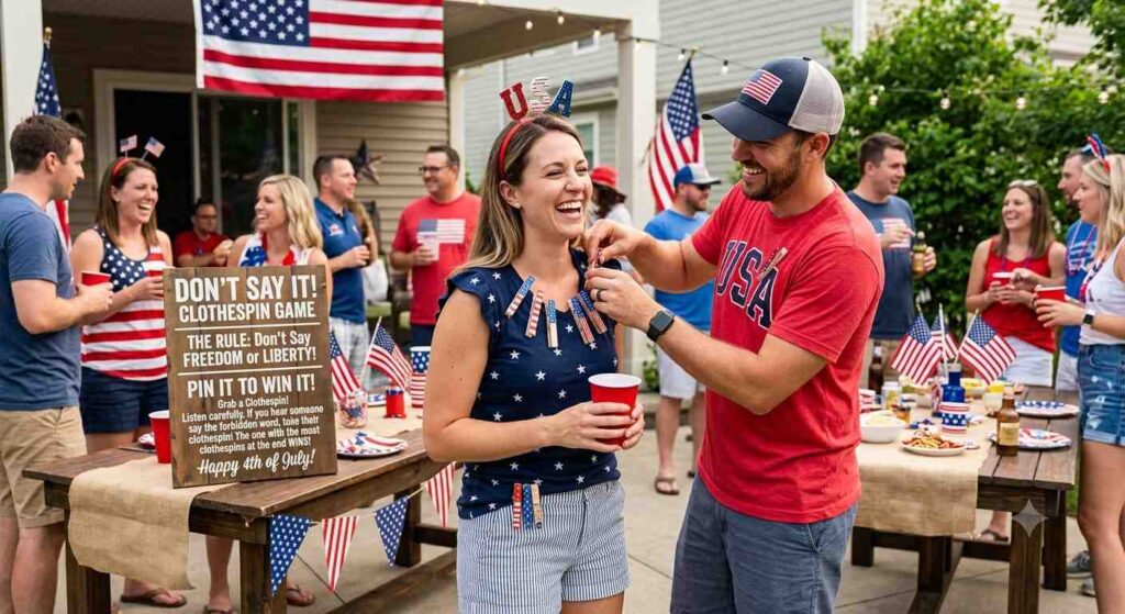 Patriotic Don’t Say It Clothespin Game