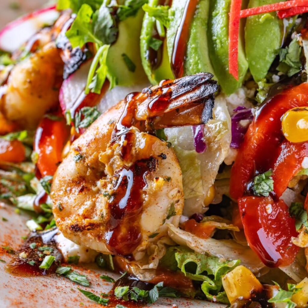 Shrimp Taco Salad With Cilantro Lime Dressing