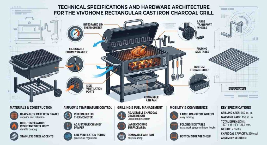 Vivohome Charcoal Grill Technical Specifications