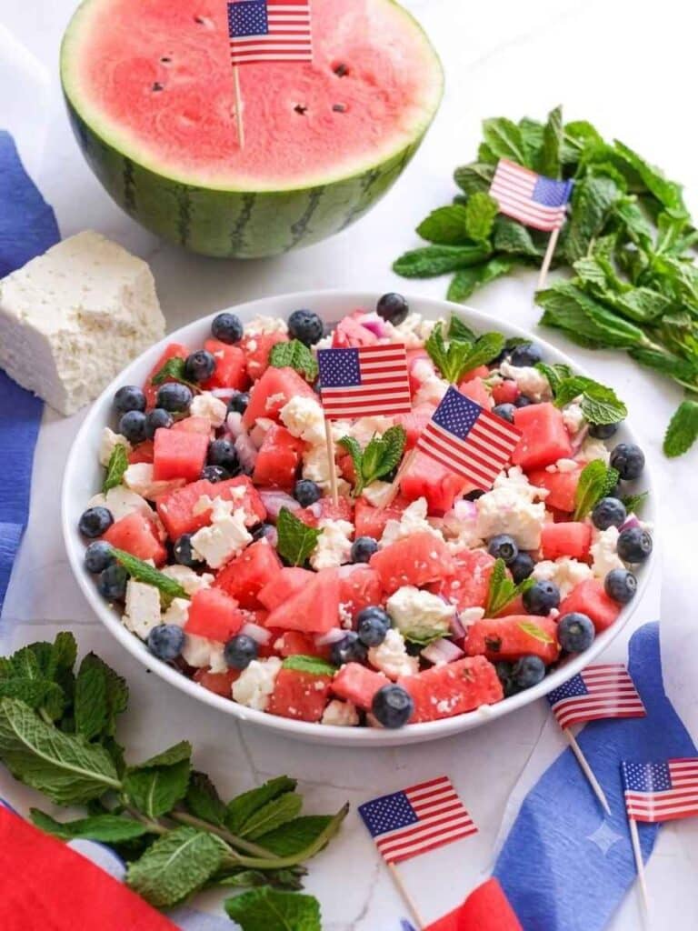 Watermelon Feta And Mint Stars
