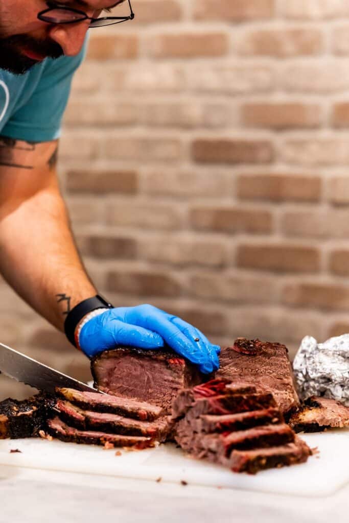 A Pitmaster Chops His Competition Brisket
