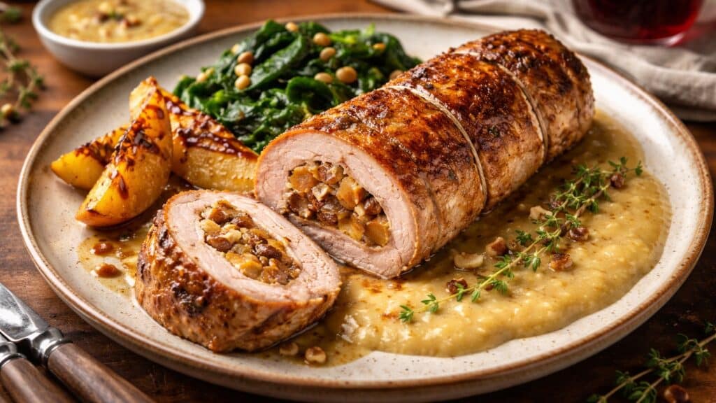 Apple And Sage Filling On Pork Tenderloin