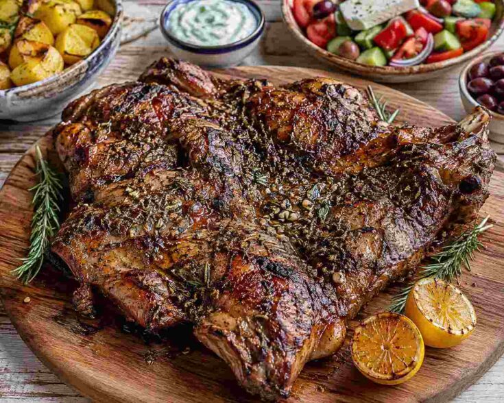 Authentic Greek Roasted Butterflied Leg Of Lamb Recipe