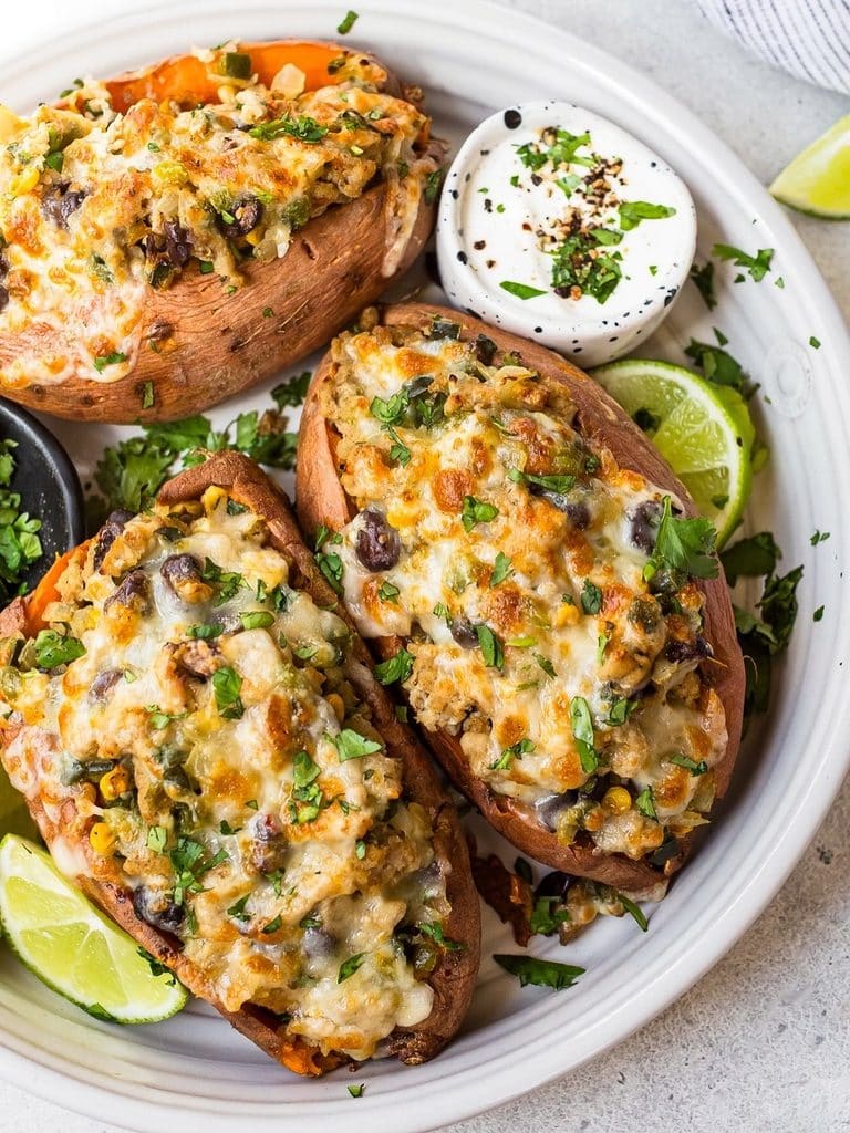 Baked Loaded Sweet Potato Skins
