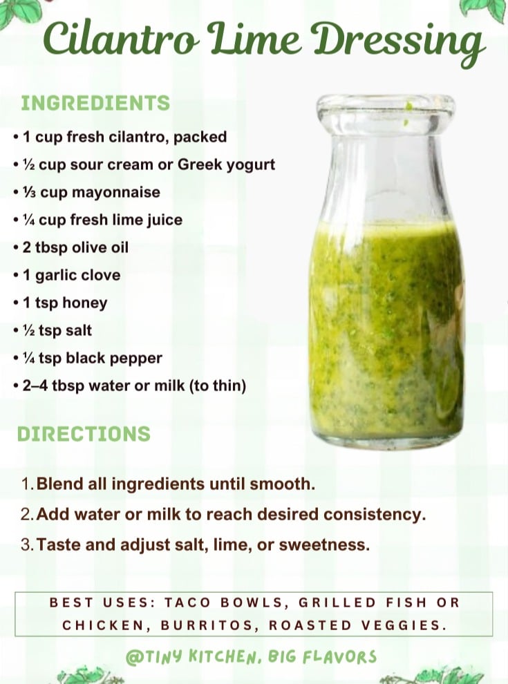 Basil Lime Cilantro Dressing
