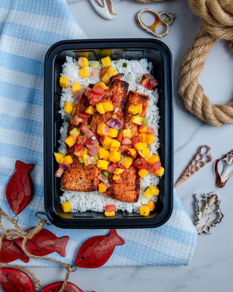 Blackened Mahi-Mahi And Charred Mango Salad Bowl