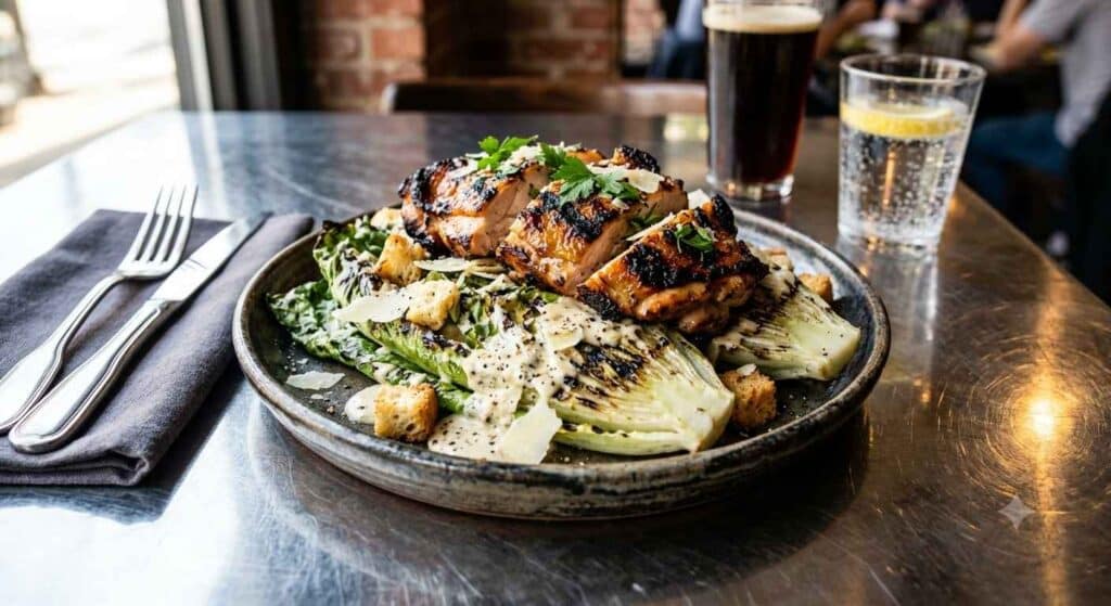 Charred Caesar With Flame-Grilled Chicken Thighs