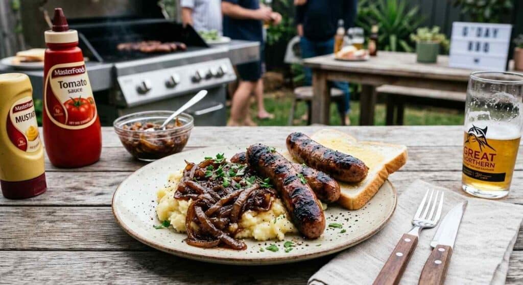 Classic Aussie Snag With Caramelized Onions