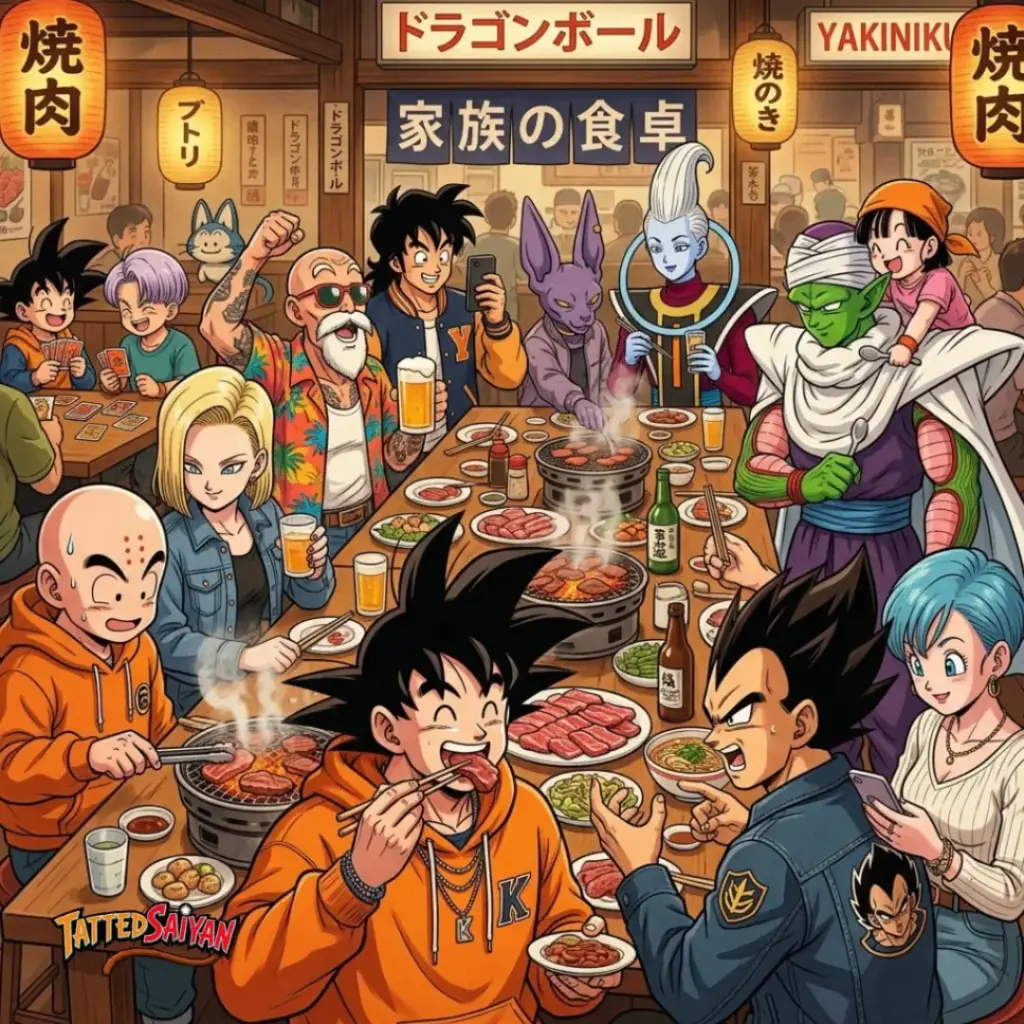 Dragon Ball Z Characters Eating Bbq