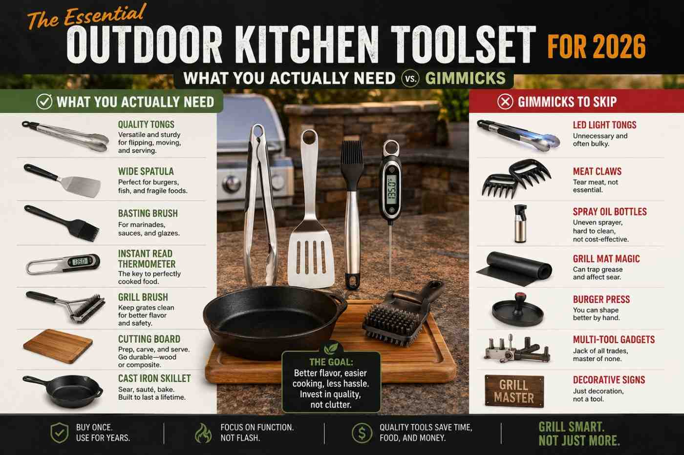 essential outdoor kitchen toolset