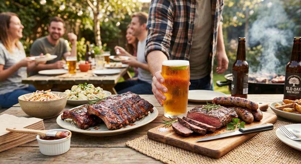 Food Bbq Meat And Beer