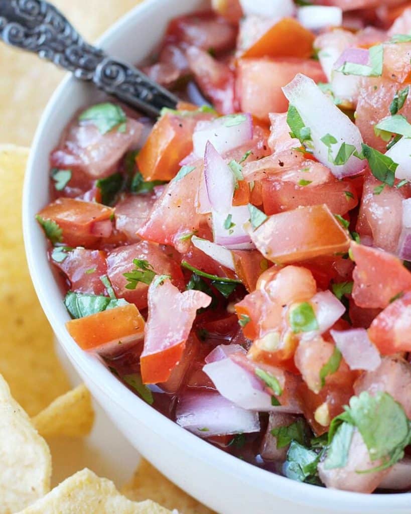 Fresh Pico De Gallo And Homemade Baked Tortilla Chips