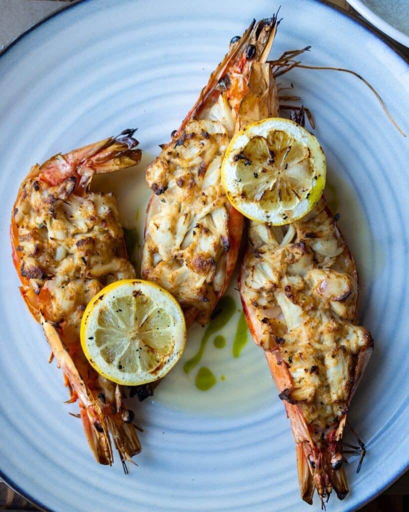 Garlic And Lemon Butter Grilled Prawns