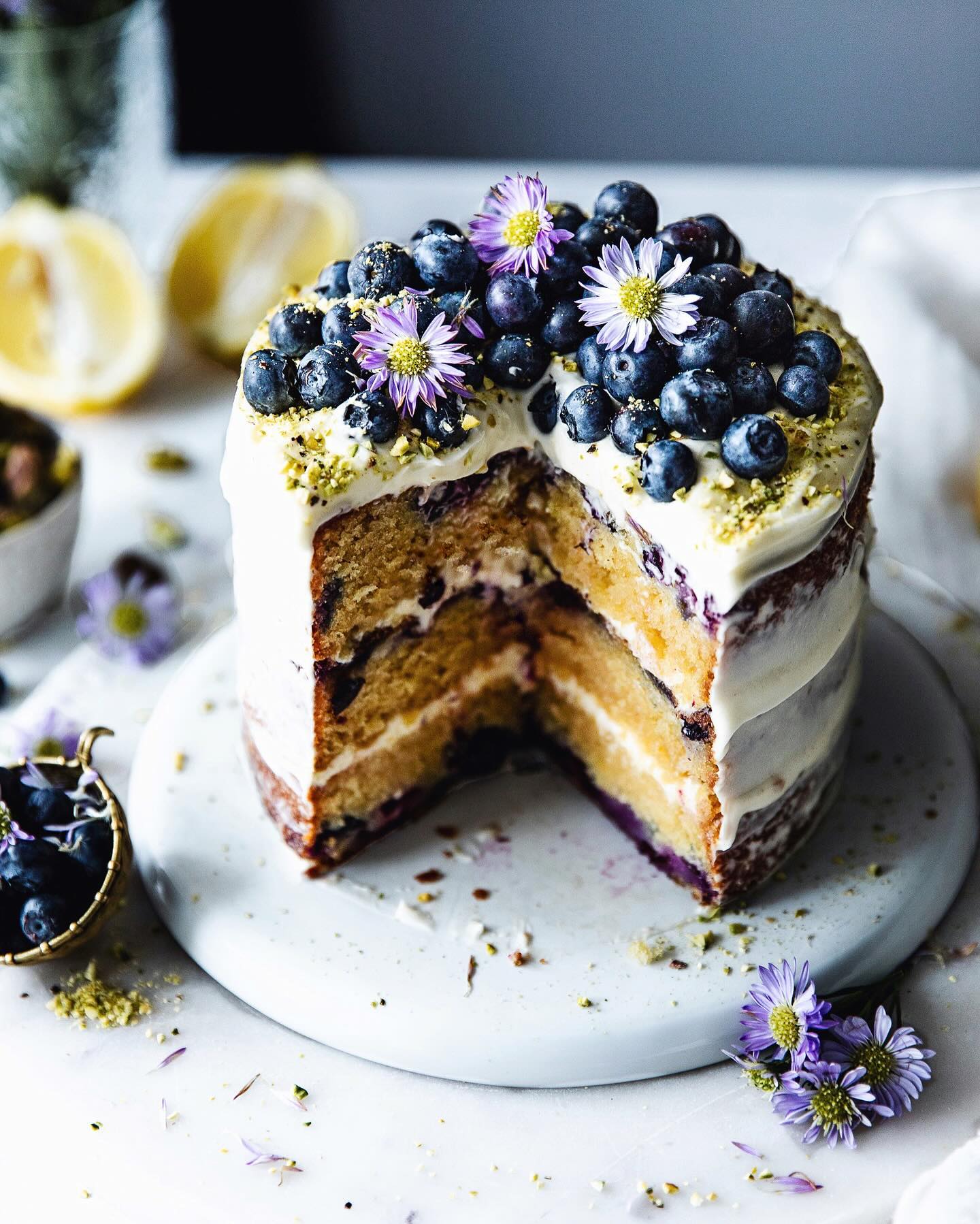 Grilled Lemon Cake With Berries And Cream