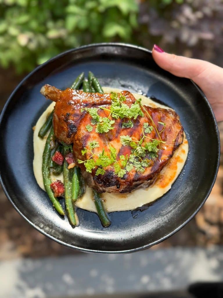 Grilled Sous Vide Pork Chop With Creamy Mashed Potatoes