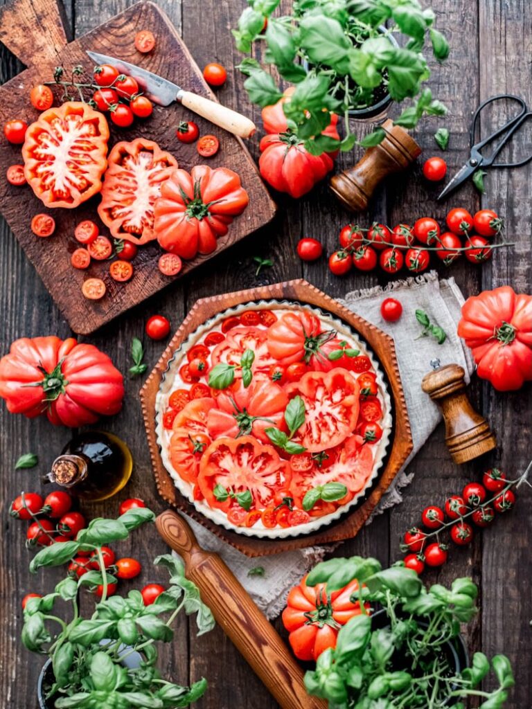 Heirloom Tomato Ricotta And Basil Tart