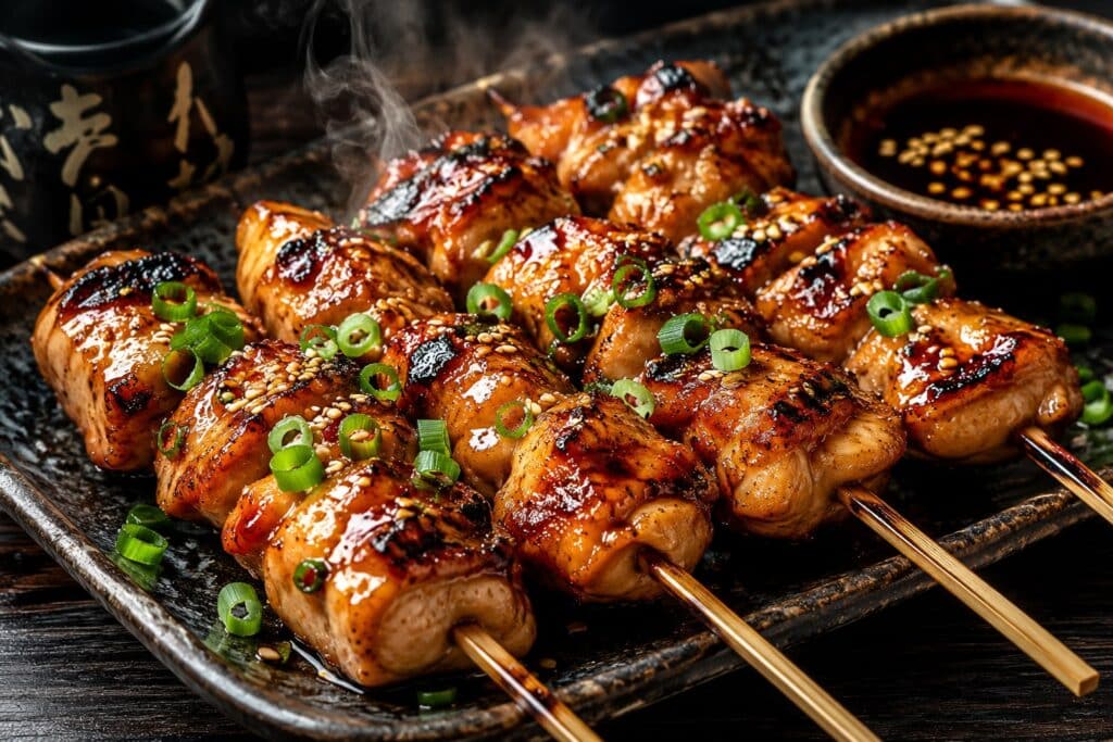 Japanese Yakitori Tare-Glazed Chicken Skewers