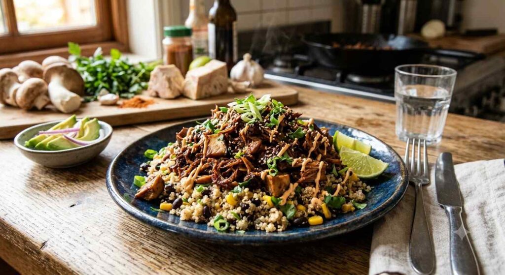 Mushroom And Jackfruit As Meat Substitute