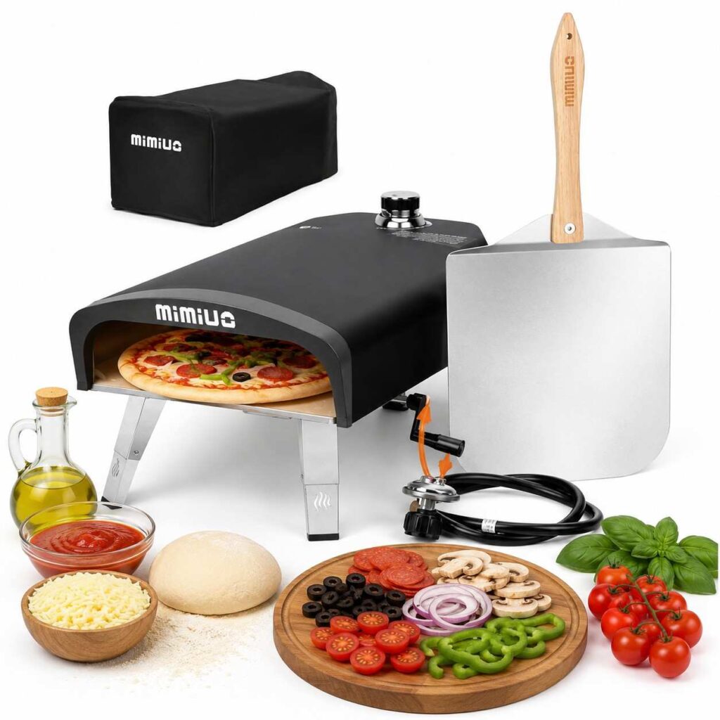Ooni Pizza Oven With Pizza Ingredients Prep