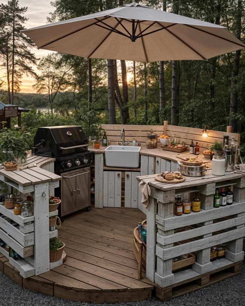 Pallet-Inspired Outdoor Kitchen Island