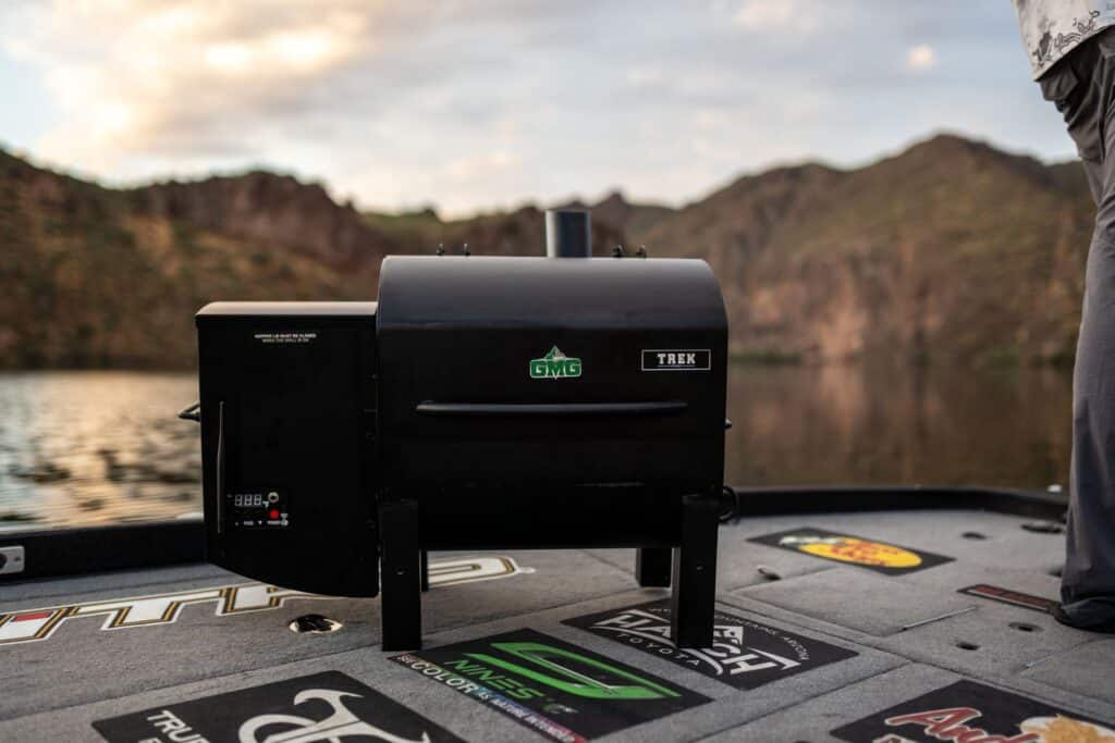 Pellet Hopper On A Gmg Trek Pellet Smoker