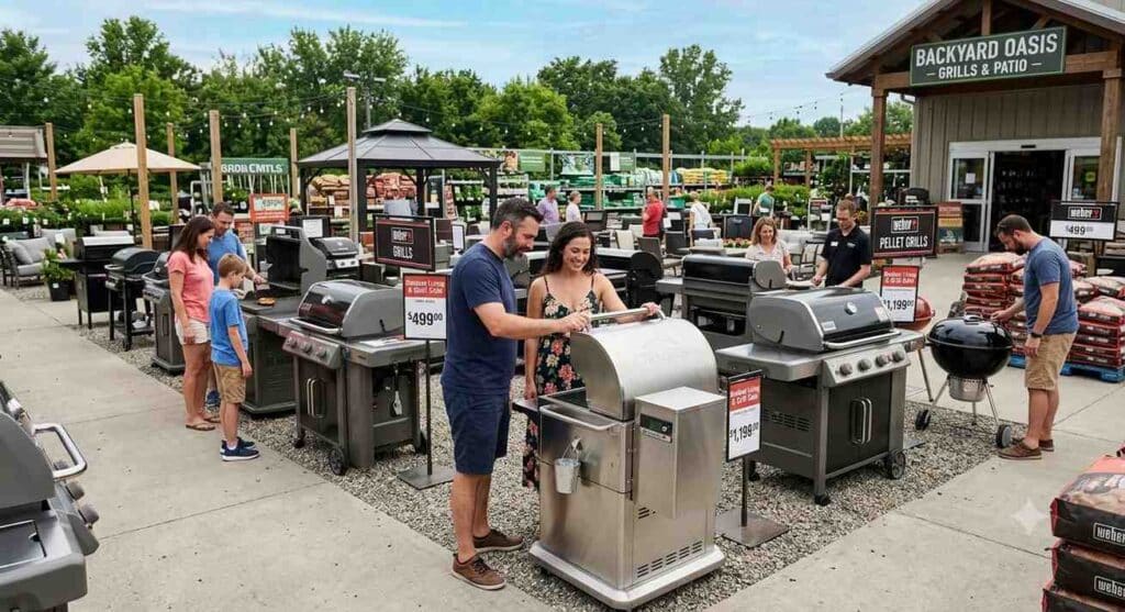 People Shopping For Bbq Grills