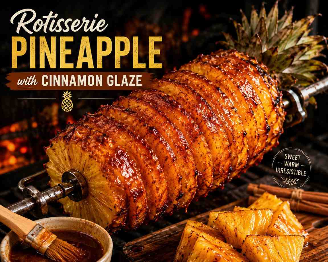 rotisserie pineapple with cinnamon glaze