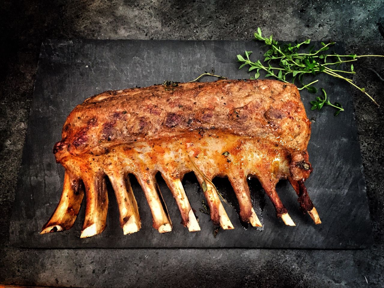 smoked and seared prime rib with rich herb crust