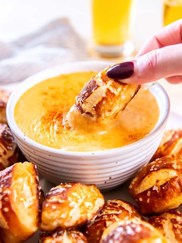 Spicy Beer Cheese And Soft Pretzel Bites