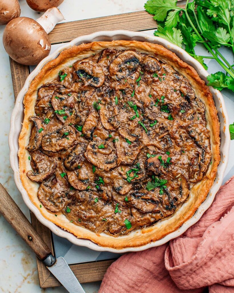 Wild Mushroom Garlic And Parmesan Tart
