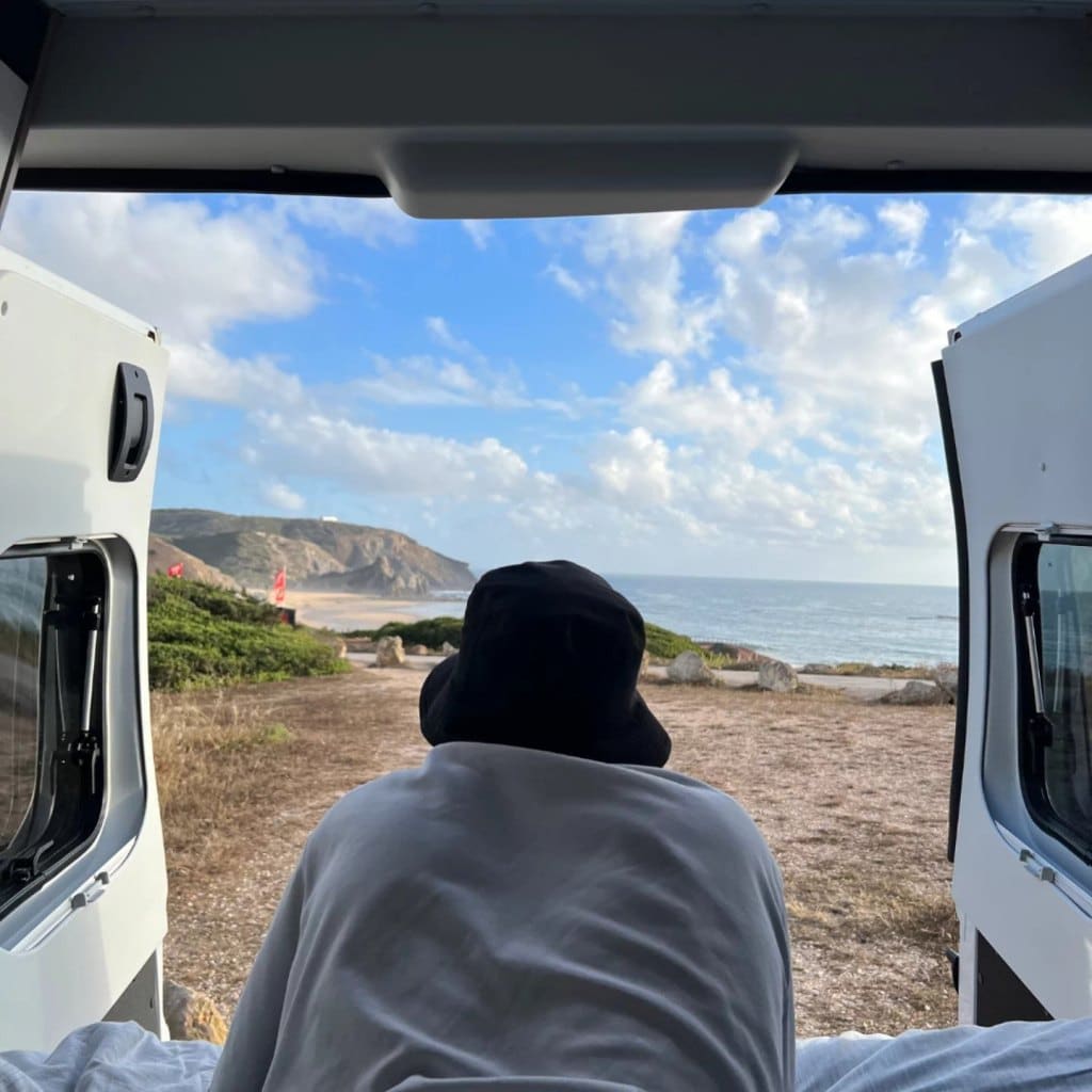 An Rv Camper Looking Over The Landscape