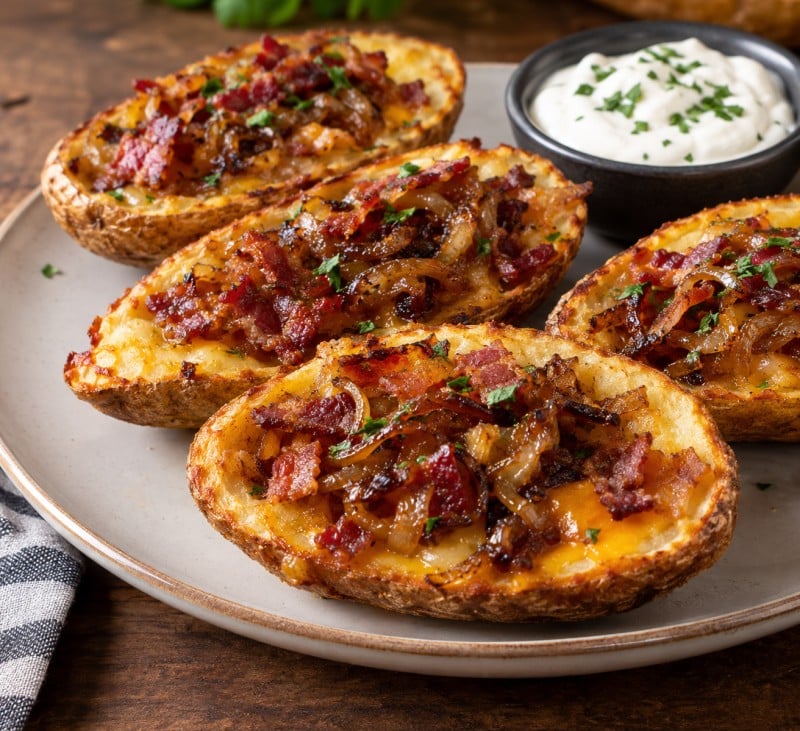 Bacon And Caramelized Onion Potato Skins