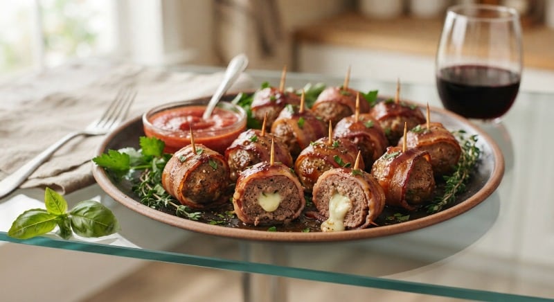 Bacon-Wrapped Stuffed Meatballs