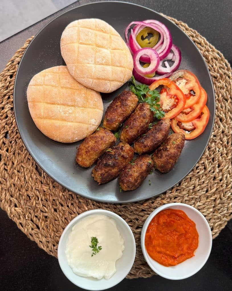 Balkan Cevapi In Somun Flatbread