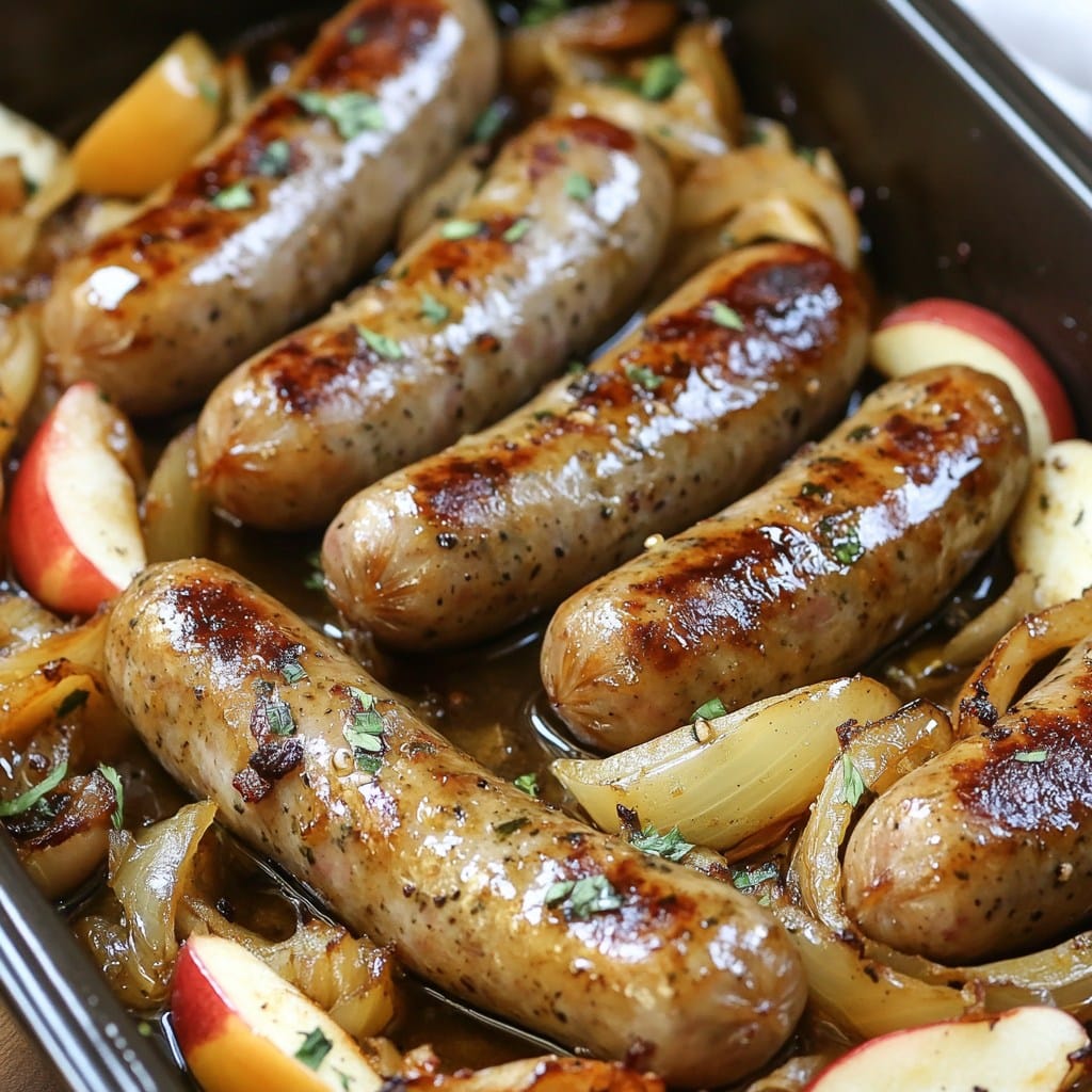 Beer-Braised Bratwursts With Caramelized Onions