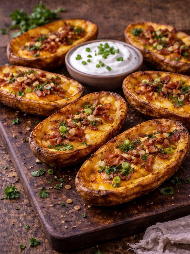 Cheesy Baked Potatoes Skins